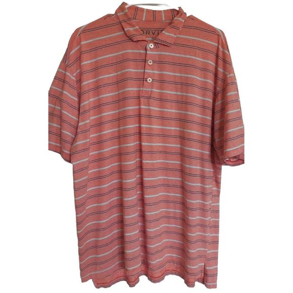 ORVIS Men's Short Sleeve Button Up Polo Size X-LARGE Checked‎ Orange - Picture 4 of 10